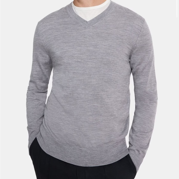 Fairlane Other - Fairlane 100% Merino Wool V Neck Sweater Mens Size XL Marled Light Gray